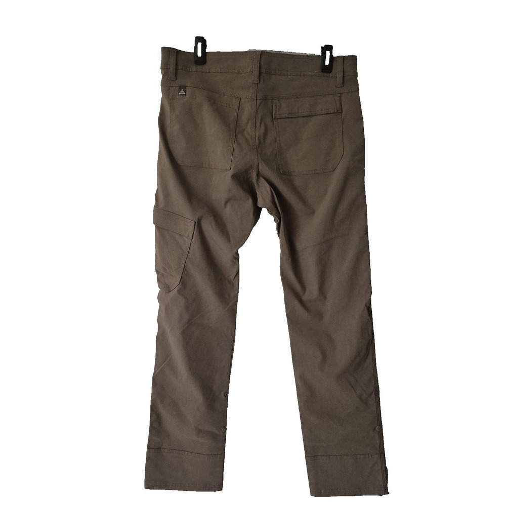 prAna Zion Pants Mens 33x29 (33x32T) Military Green Straight Fit Cargo Pocket - Picture 2 of 8